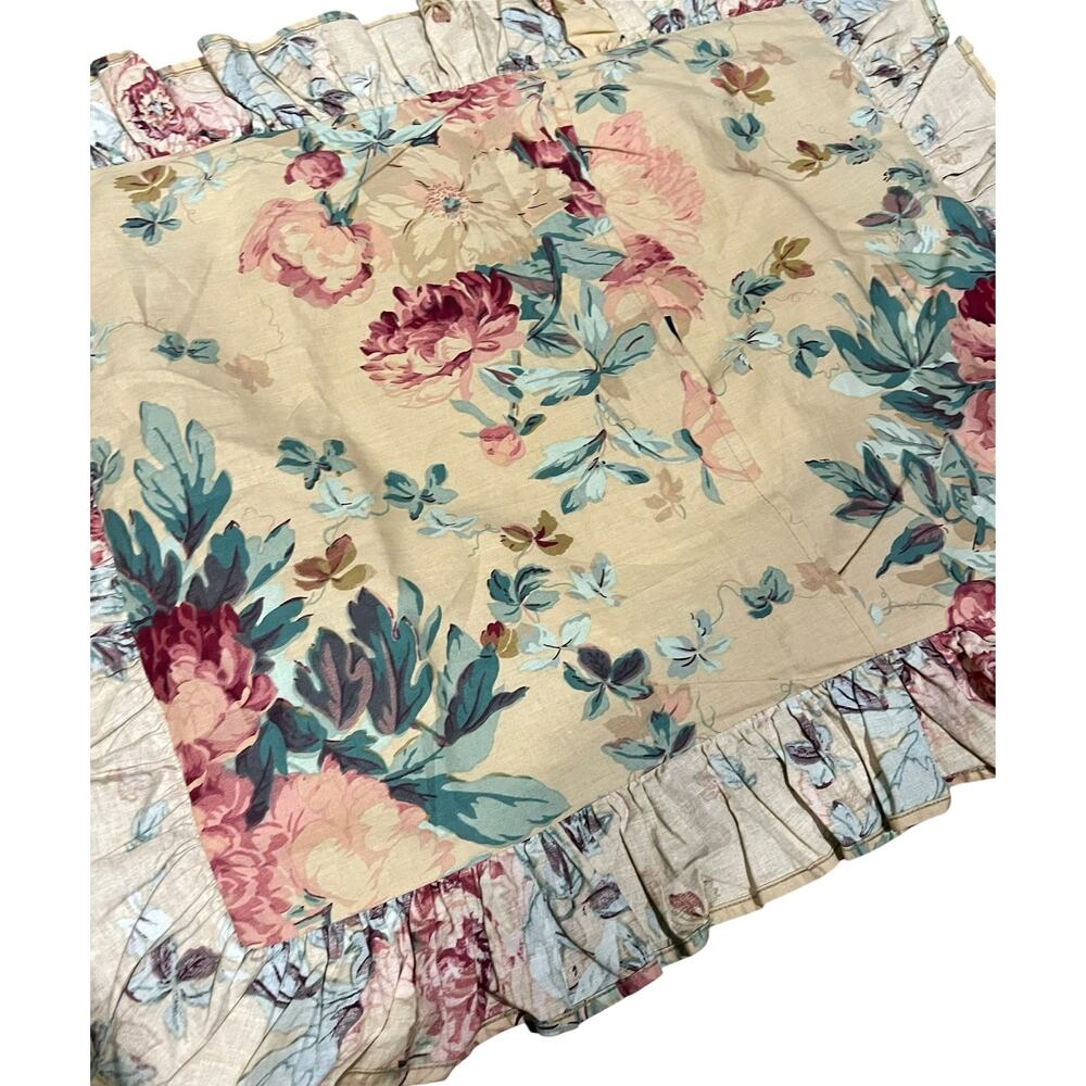 (2) RALPH LAUREN Elsa Grasslands VTG Ruffled Cottage Pillow Shams Yellow Floral - Picture 4 of 9